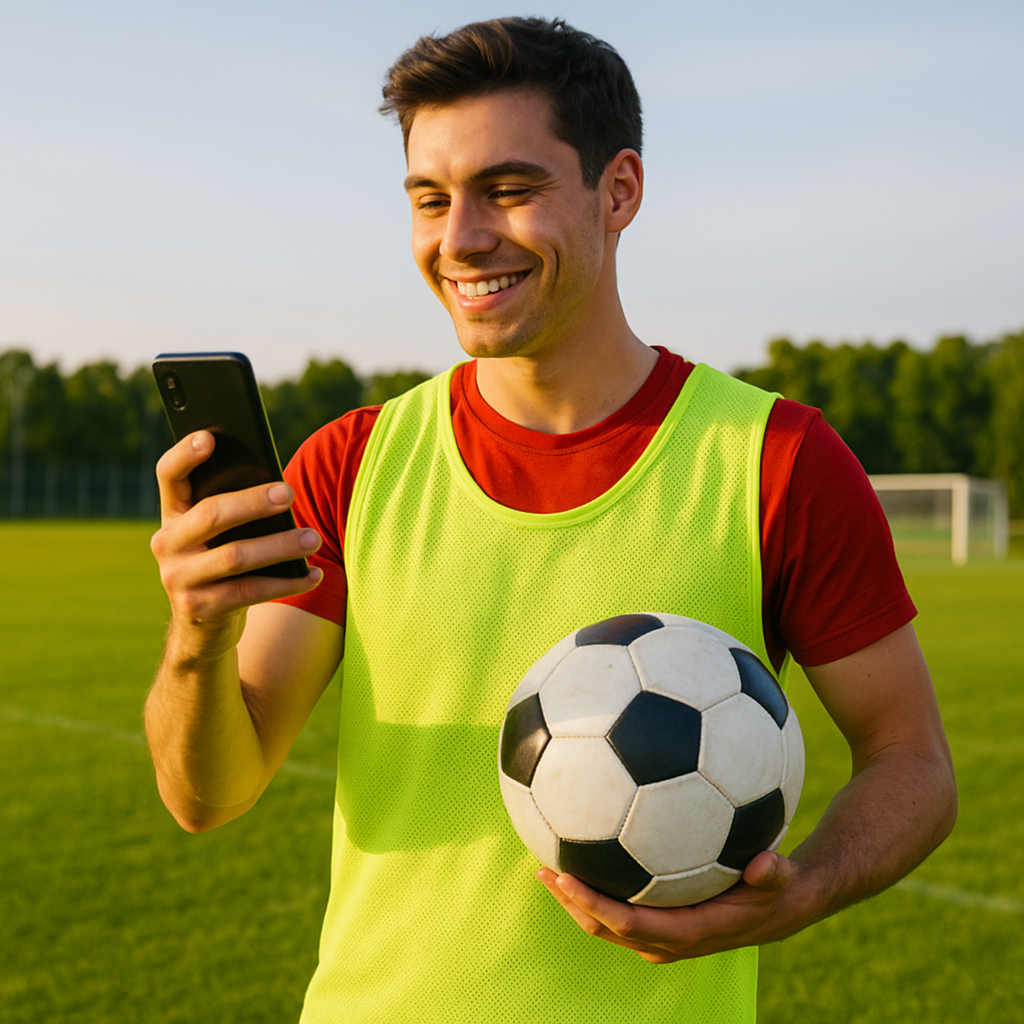 Futbolista con celular